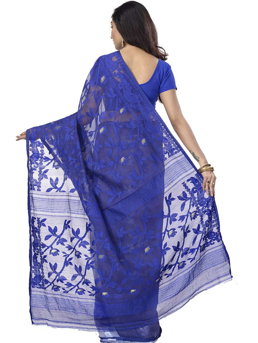 women's floral royal blue colored saree - 19404625 - Standard Image - 2