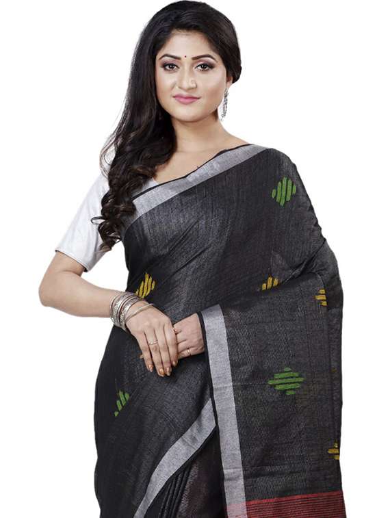 women's self design black colored saree - 19404722 - Standard Image - 2