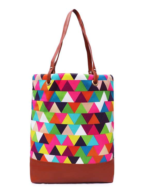 multi colored canvas regular shopping bag