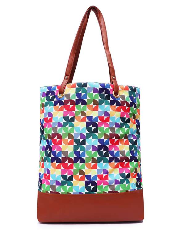 multi colored canvas regular shopping bag