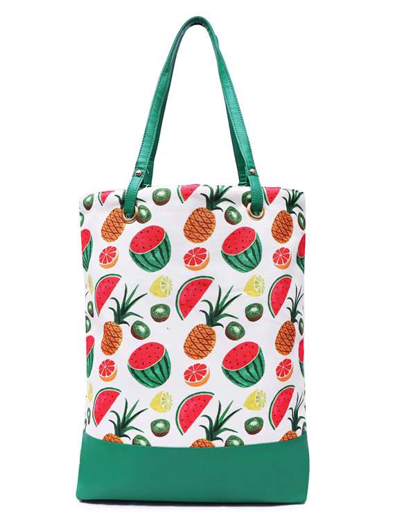 green canvas regular shopping bag