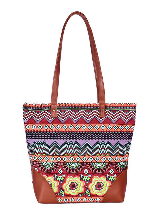 multi colored canvas regular shopping bag