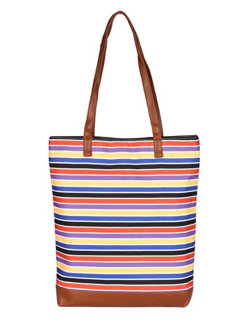 multi colored canvas regular shopping bag