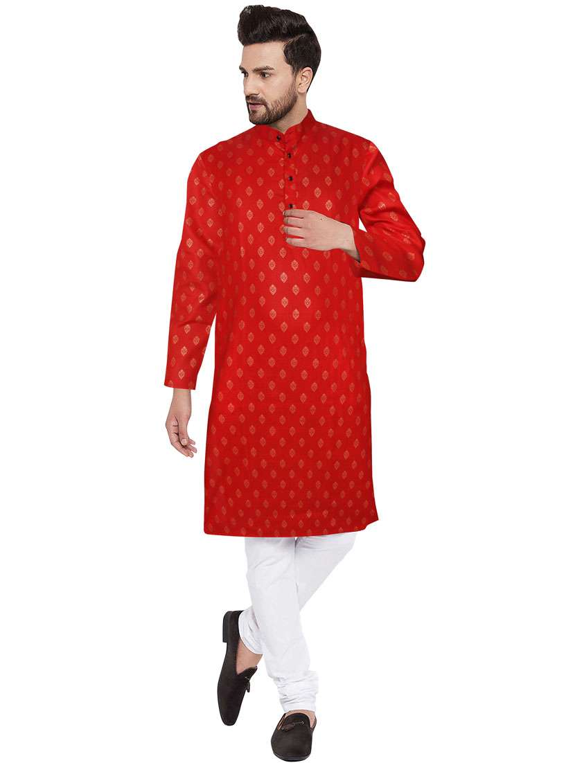 red printed long kurta