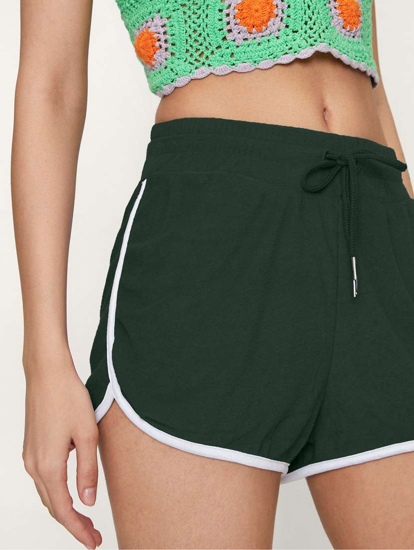 green solid side taped hot pants  - 19407857 -  Standard Image - 2