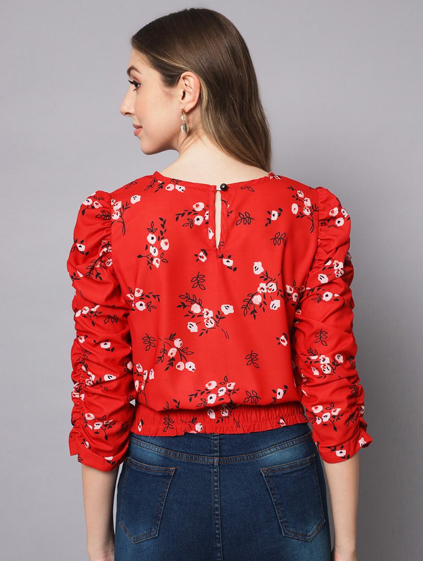 orange puffed sleeves regular top - 19408075 - Standard Image - 2