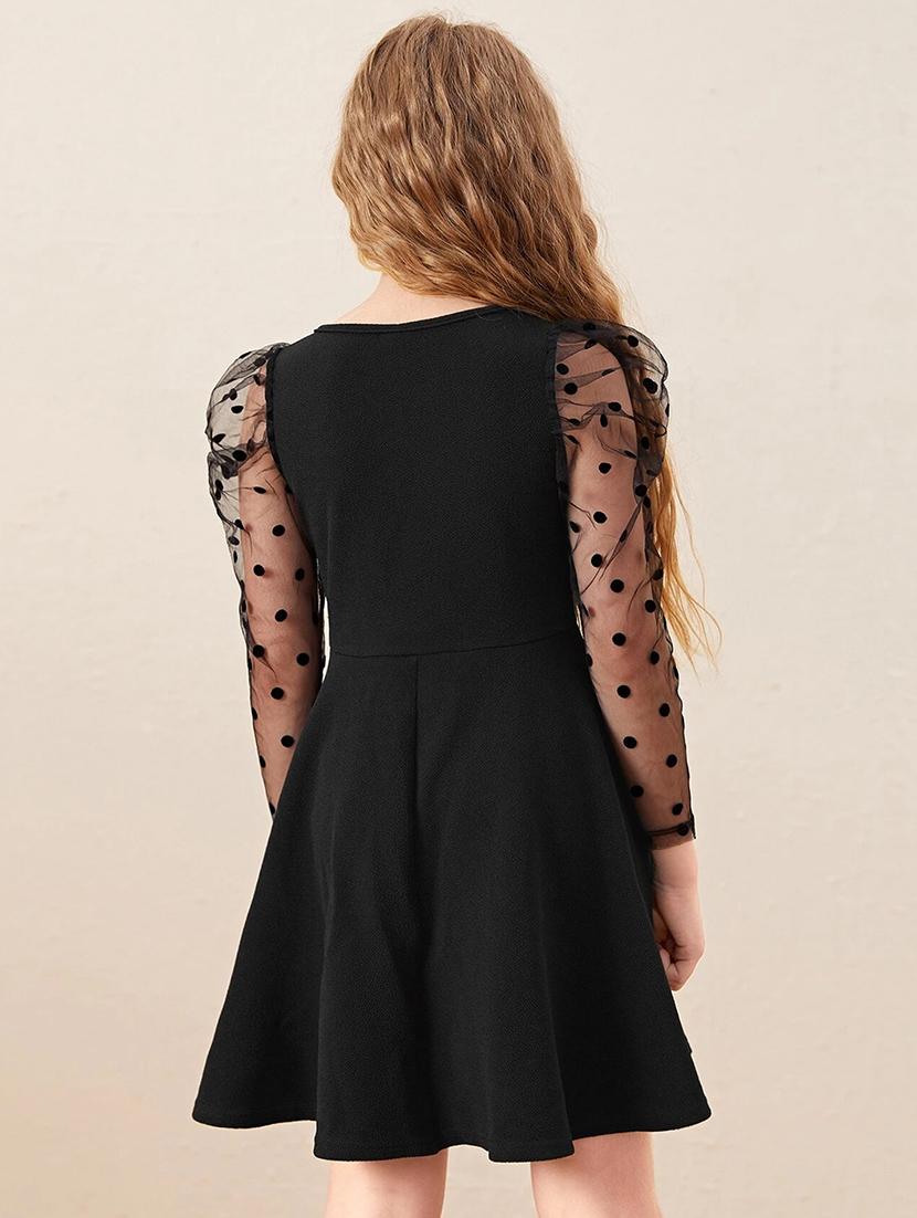 girls round neck puff sleeve frock - 19408147 - Standard Image - 2
