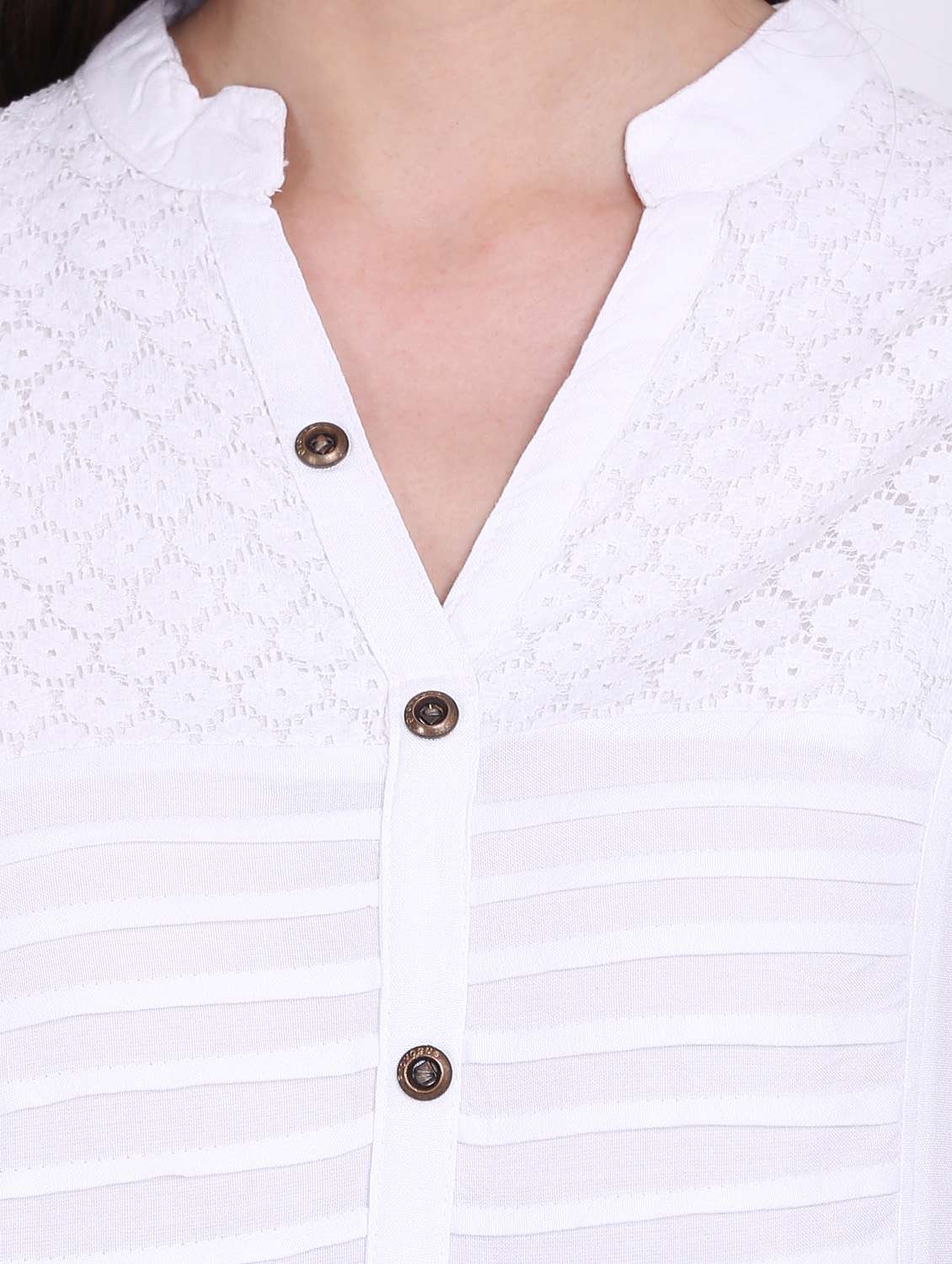 white a -line solid mandarin neck tunic - 19408227 -  Standard Image - 2