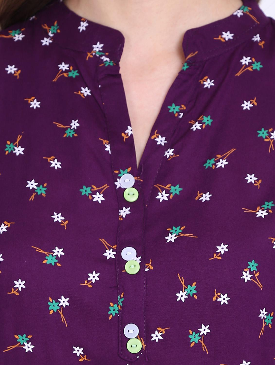 purple printed straight top - 19408229 - Standard Image - 2