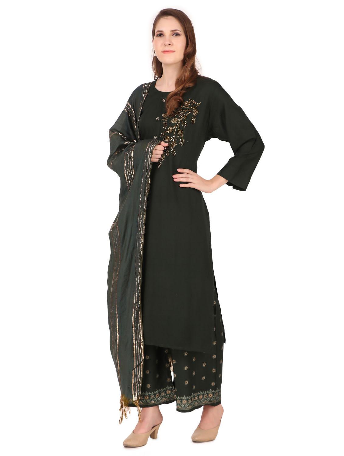 embroidered kurta and palazzo set - 19408258 - Standard Image - 2