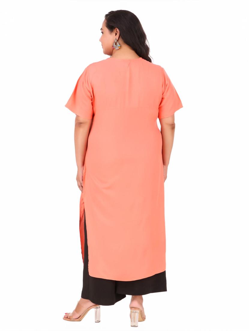 round neck straight kurta - 19408303 - Standard Image - 2