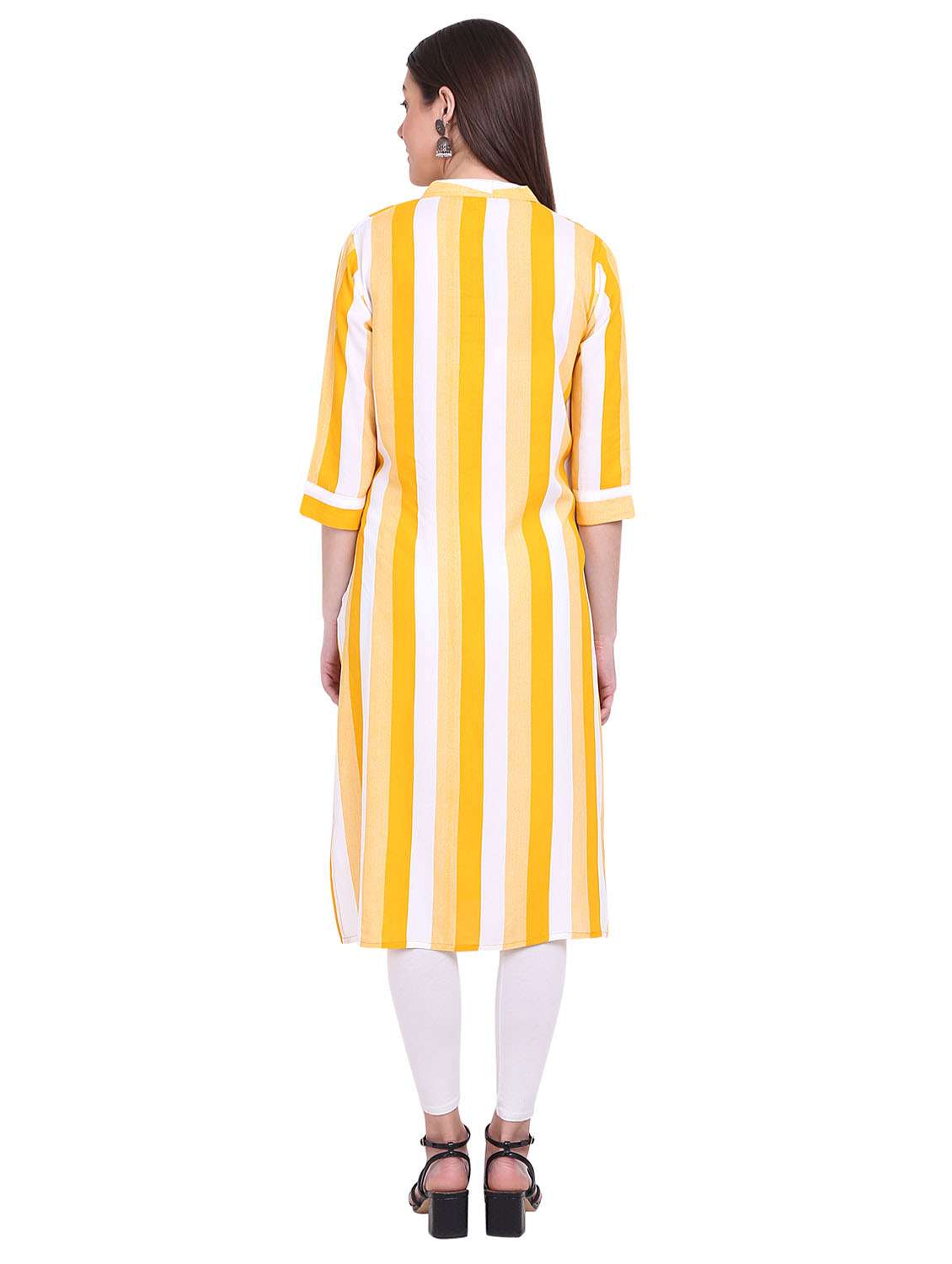 yellow cotton blend straight kurta - 19408306 -  Standard Image - 2