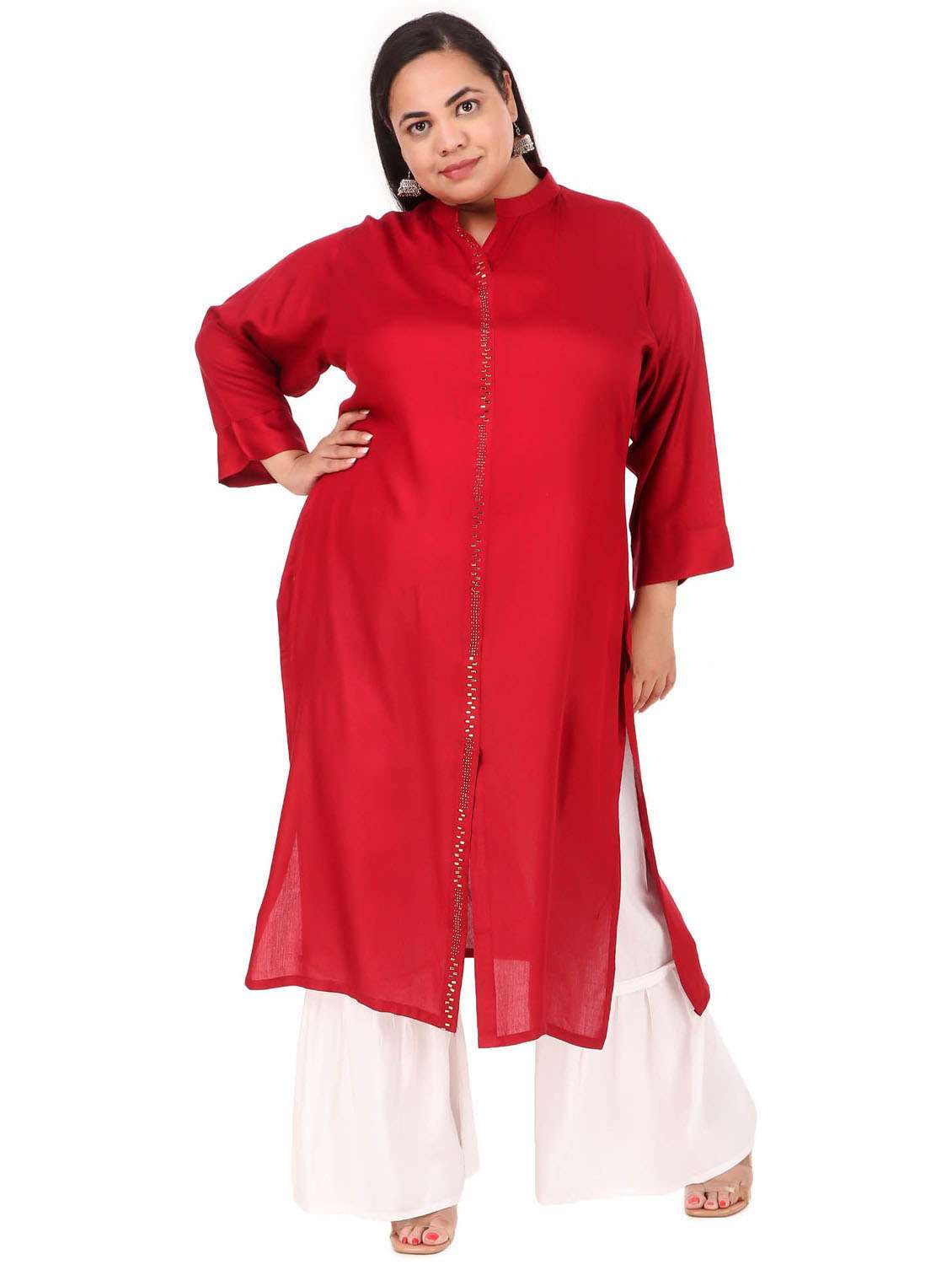 women solid straight kurta - 19408338 - Standard Image - 2