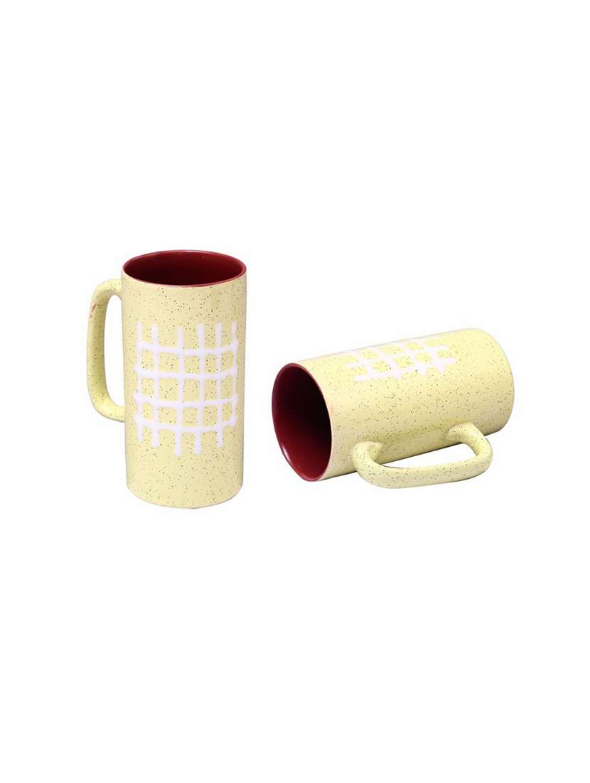 caffeine handmade ceramic cream and maroon milk mug (set of 2) - 19408612 - Standard Image - 2