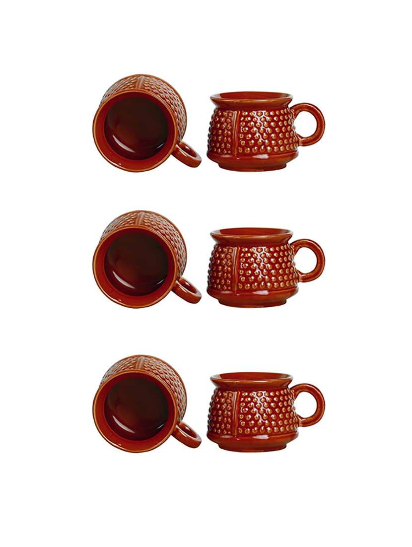 caffeine ceramic handmade brown bubble tea cups (set of 6)