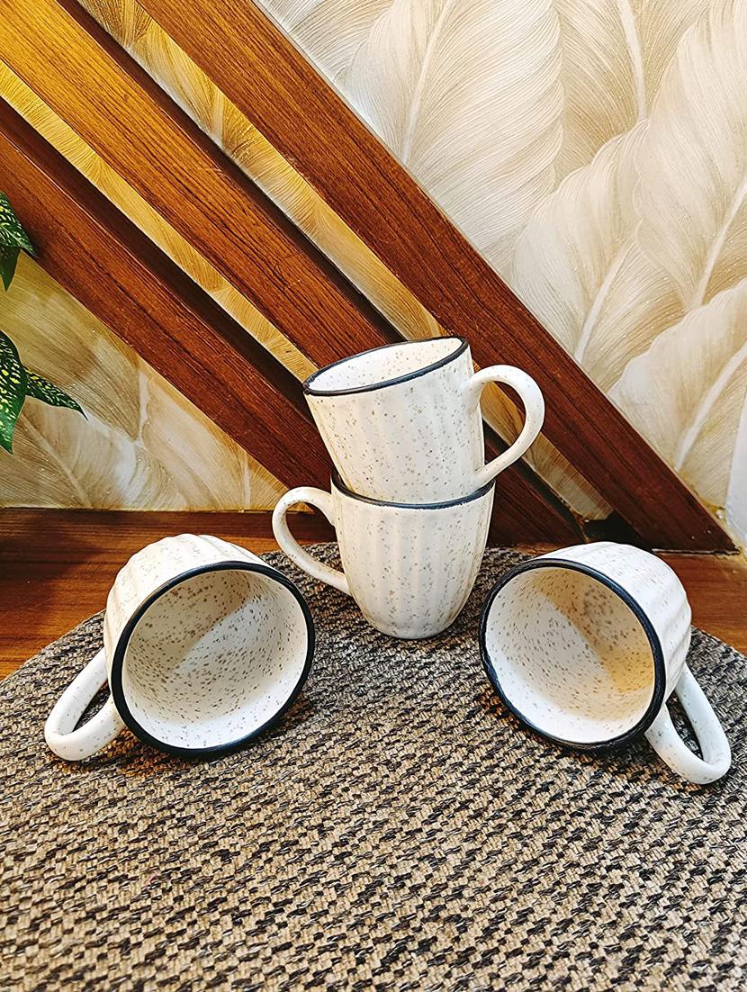 caffeine ceramic handmade white matte tea cup (set of 6) microwave & dishwasher safe - 19408778 - Standard Image - 2