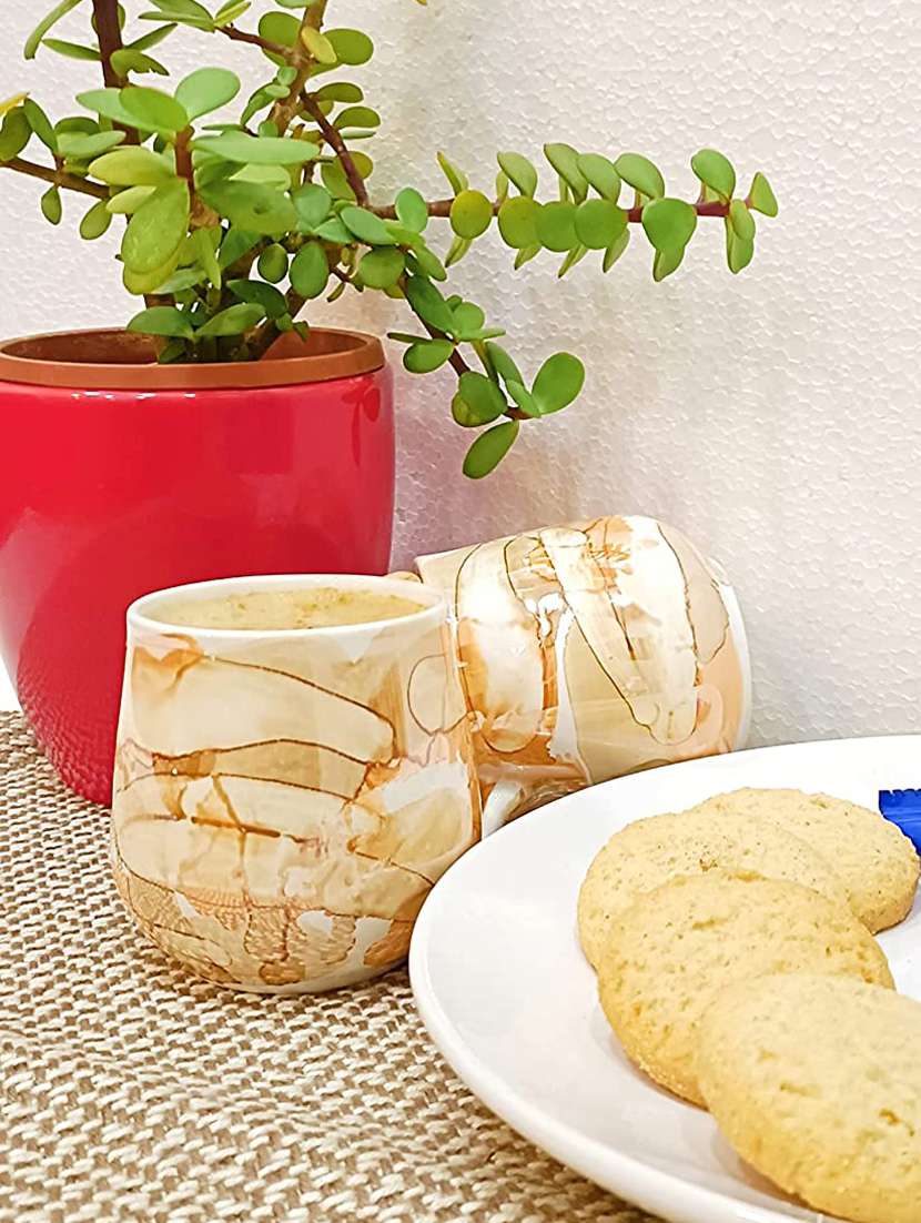 caffeine ceramic golden glossy marble tea cup set of 4 - 19408787 -  Standard Image - 2