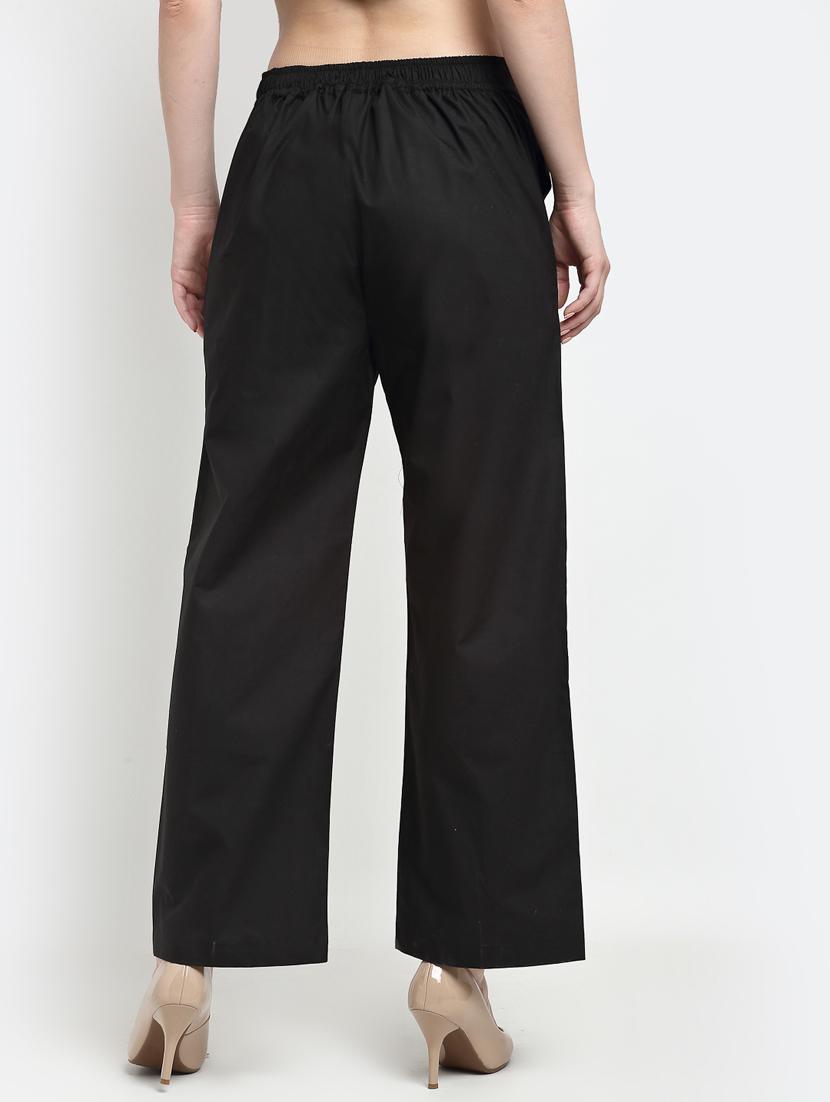 women solid mid rise wide leg trousers - 19408969 - Standard Image - 2