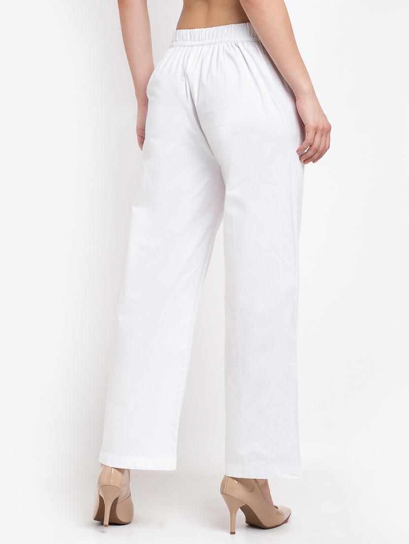 women solid mid rise wide leg trousers - 19408970 - Standard Image - 2
