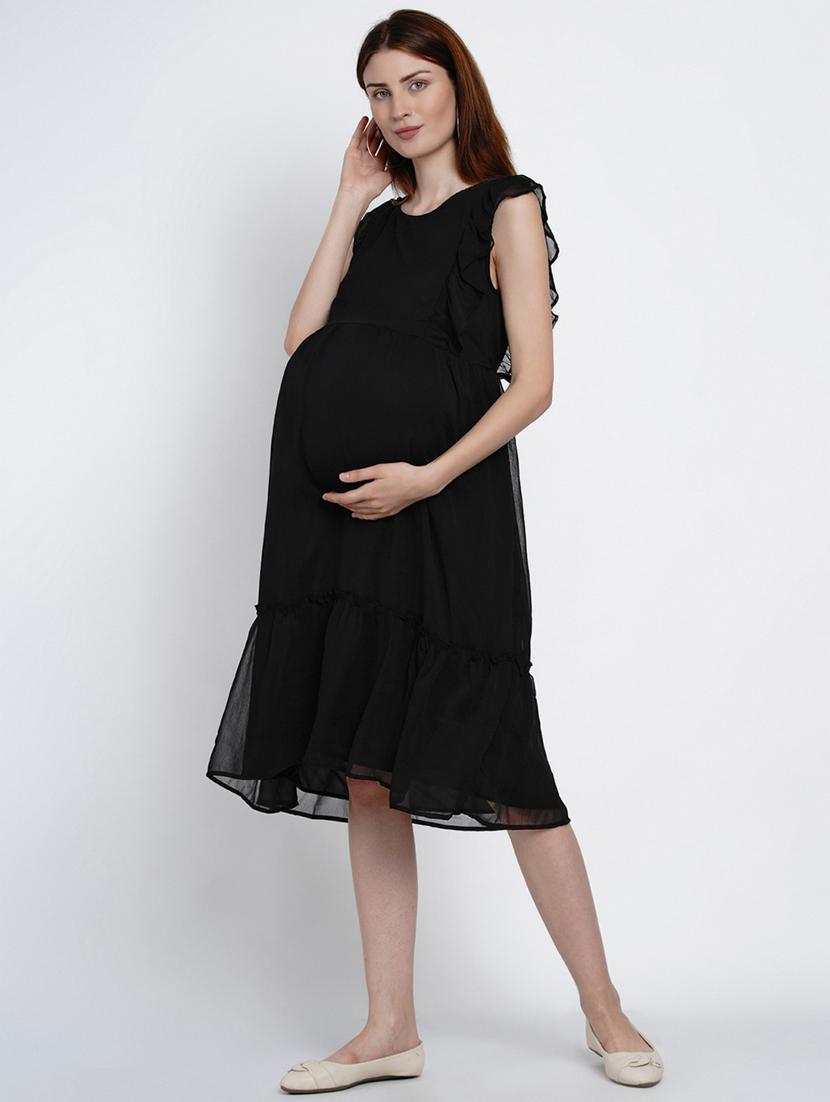 black ruffled maternity dress - 19409183 - Standard Image - 2