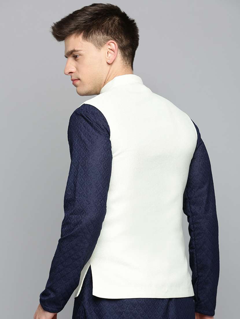 mandarin collar solid nehru jacket - 19409446 -  Standard Image - 2