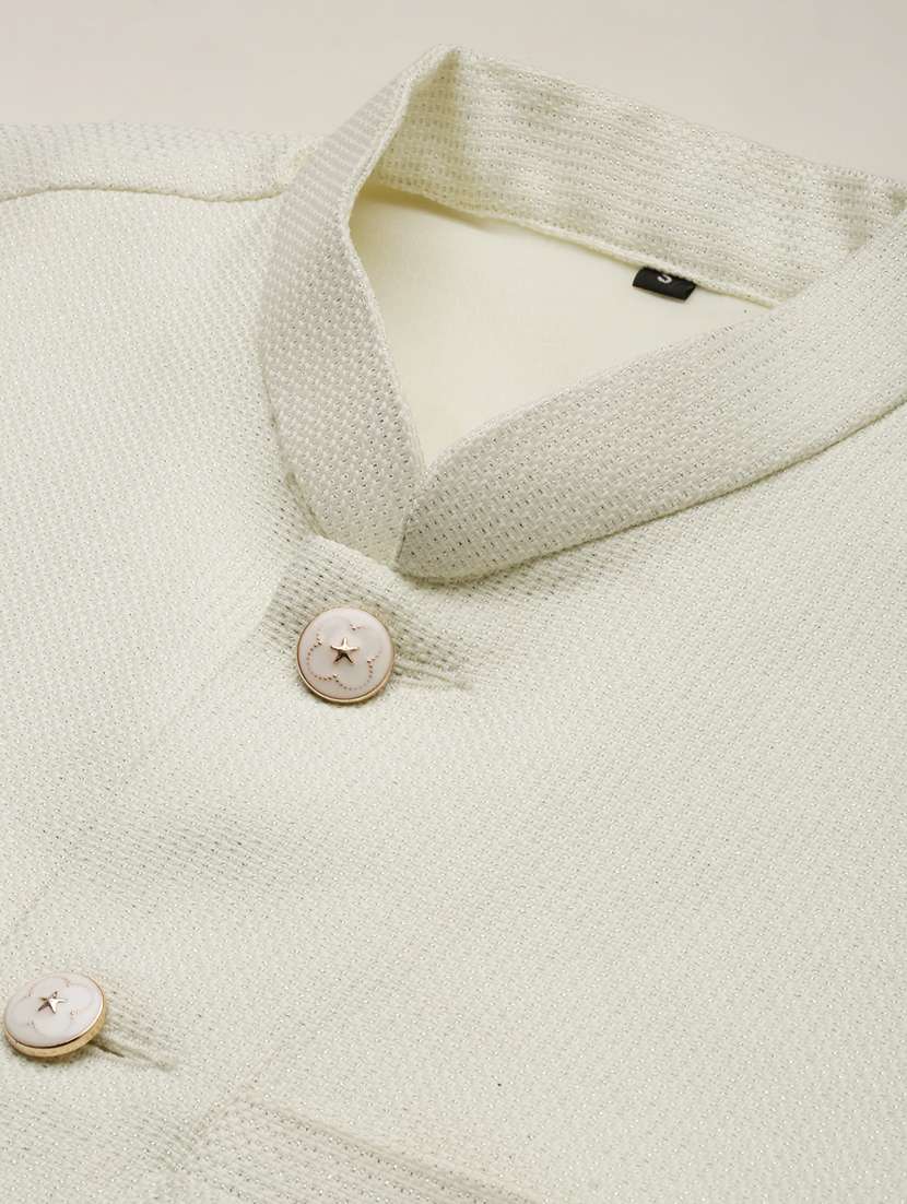 mandarin collar solid nehru jacket - 19409446 -  Standard Image - 7