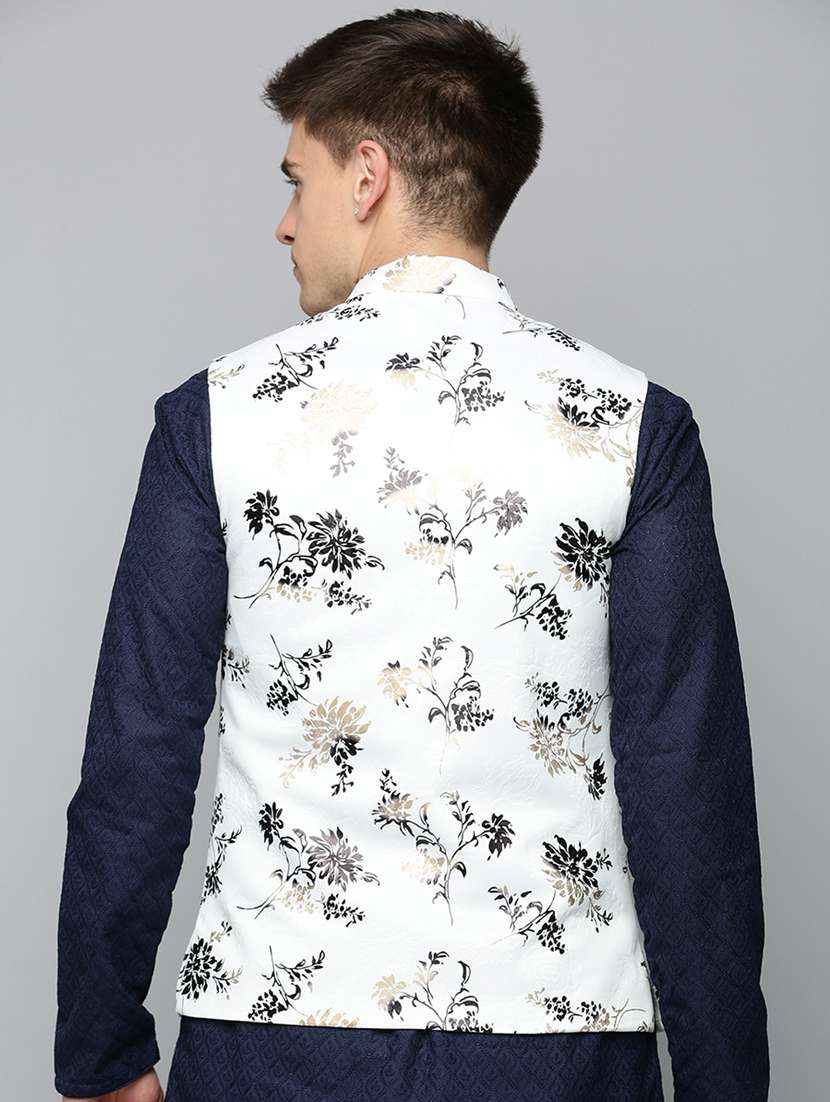 mandarin collar printed nehru jacket - 19409458 -  Standard Image - 2