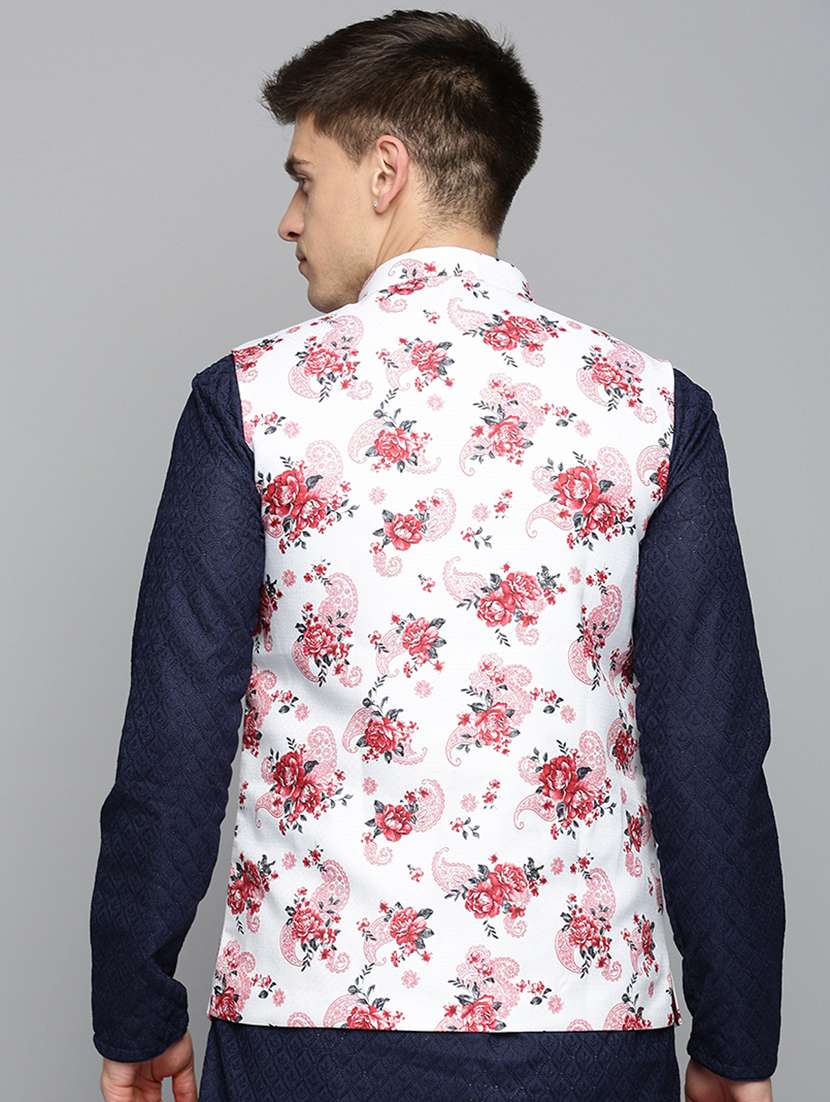 mandarin collar printed nehru jacket - 19409462 -  Standard Image - 2