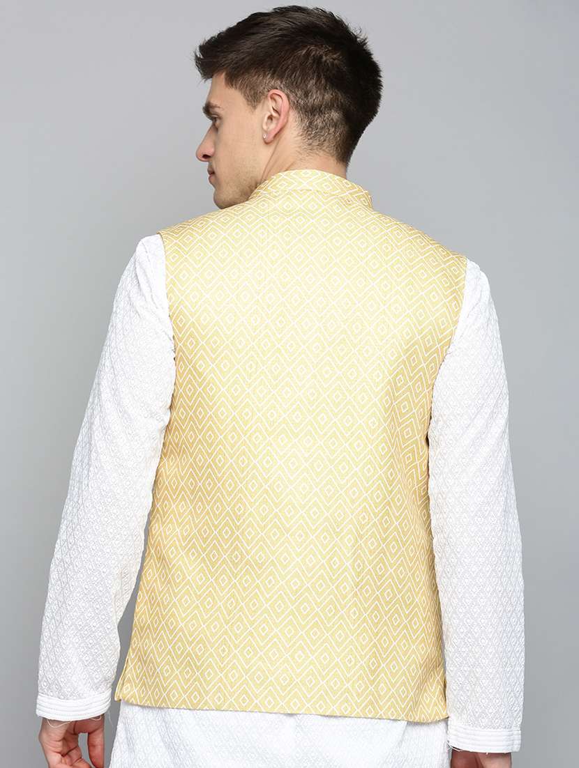 mandarin collar printed nehru jacket - 19409465 -  Standard Image - 2