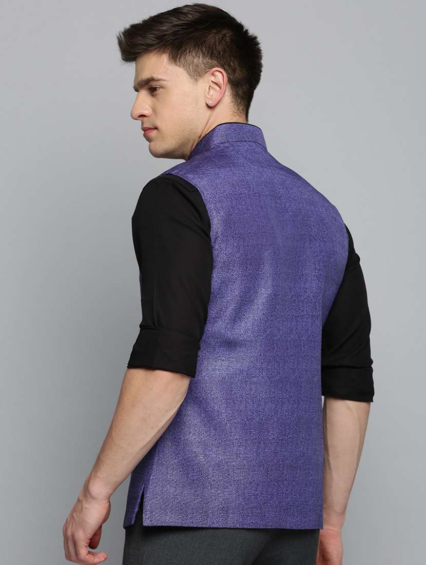mandarin collar printed nehru jacket - 19409472 -  Standard Image - 2