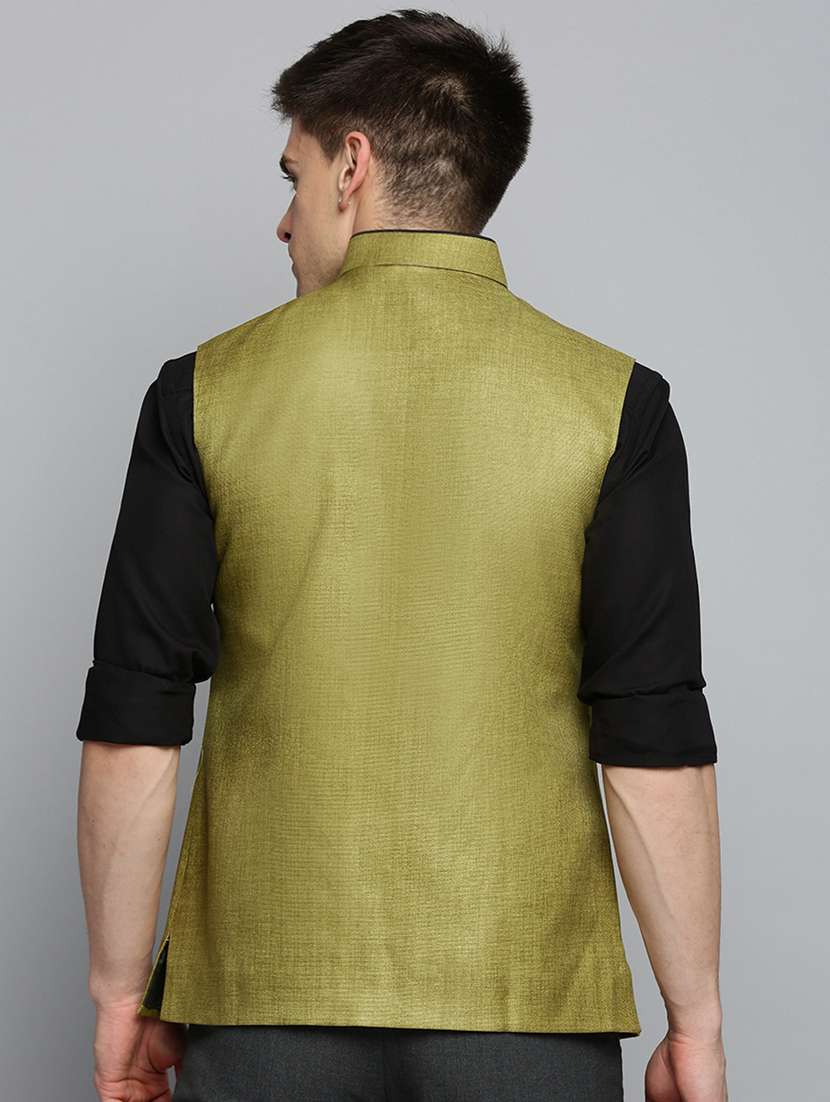 mandarin collar printed nehru jacket - 19409474 -  Standard Image - 2