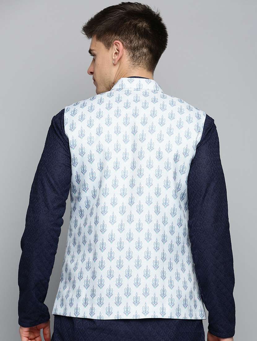mandarin collar printed nehru jacket - 19409475 -  Standard Image - 2