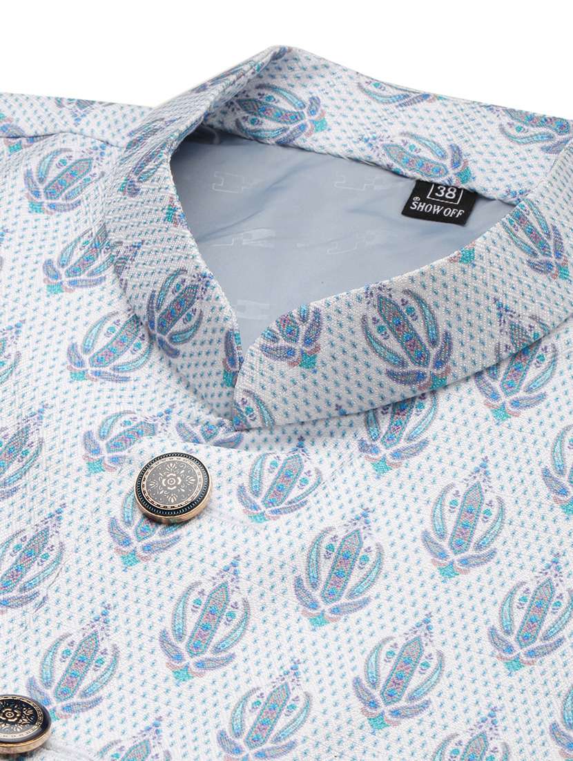 mandarin collar printed nehru jacket - 19409475 -  Standard Image - 7