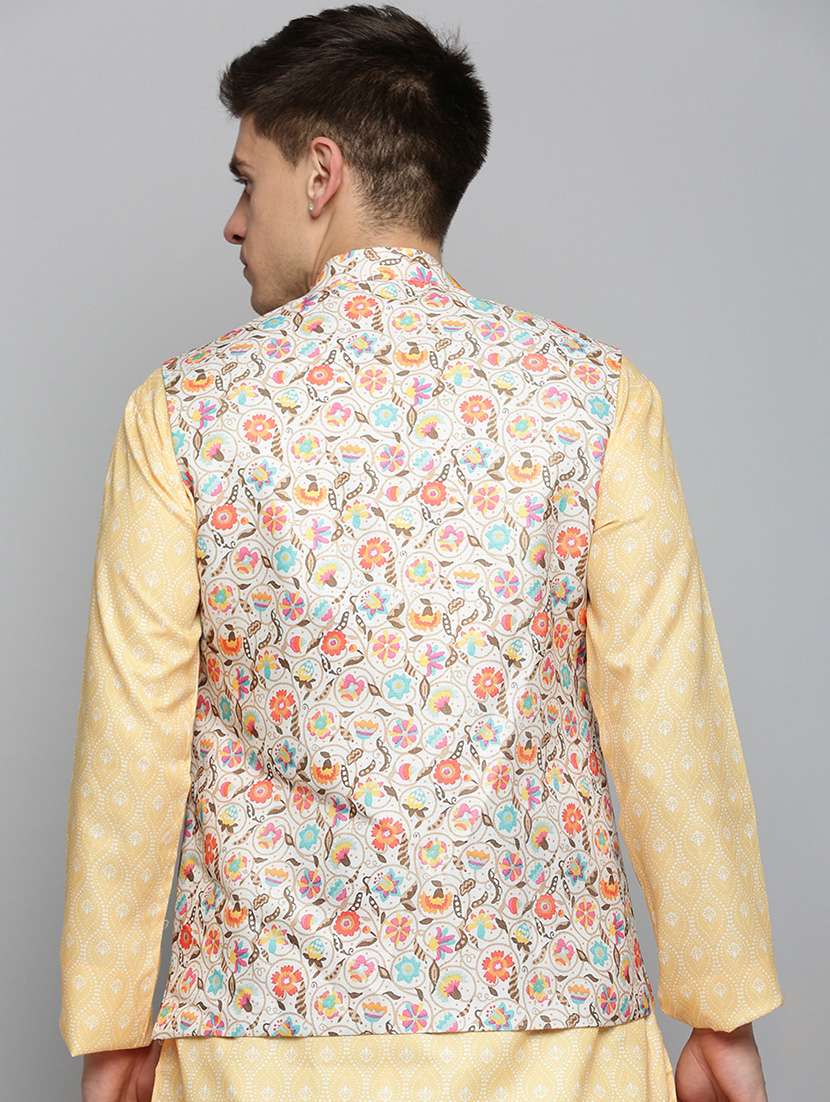 mandarin collar printed nehru jacket - 19409476 -  Standard Image - 2