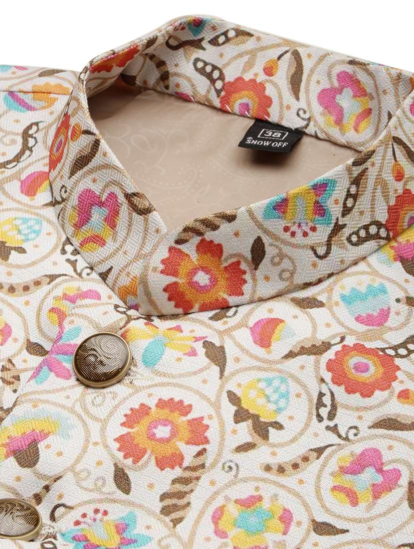 mandarin collar printed nehru jacket - 19409476 -  Standard Image - 7