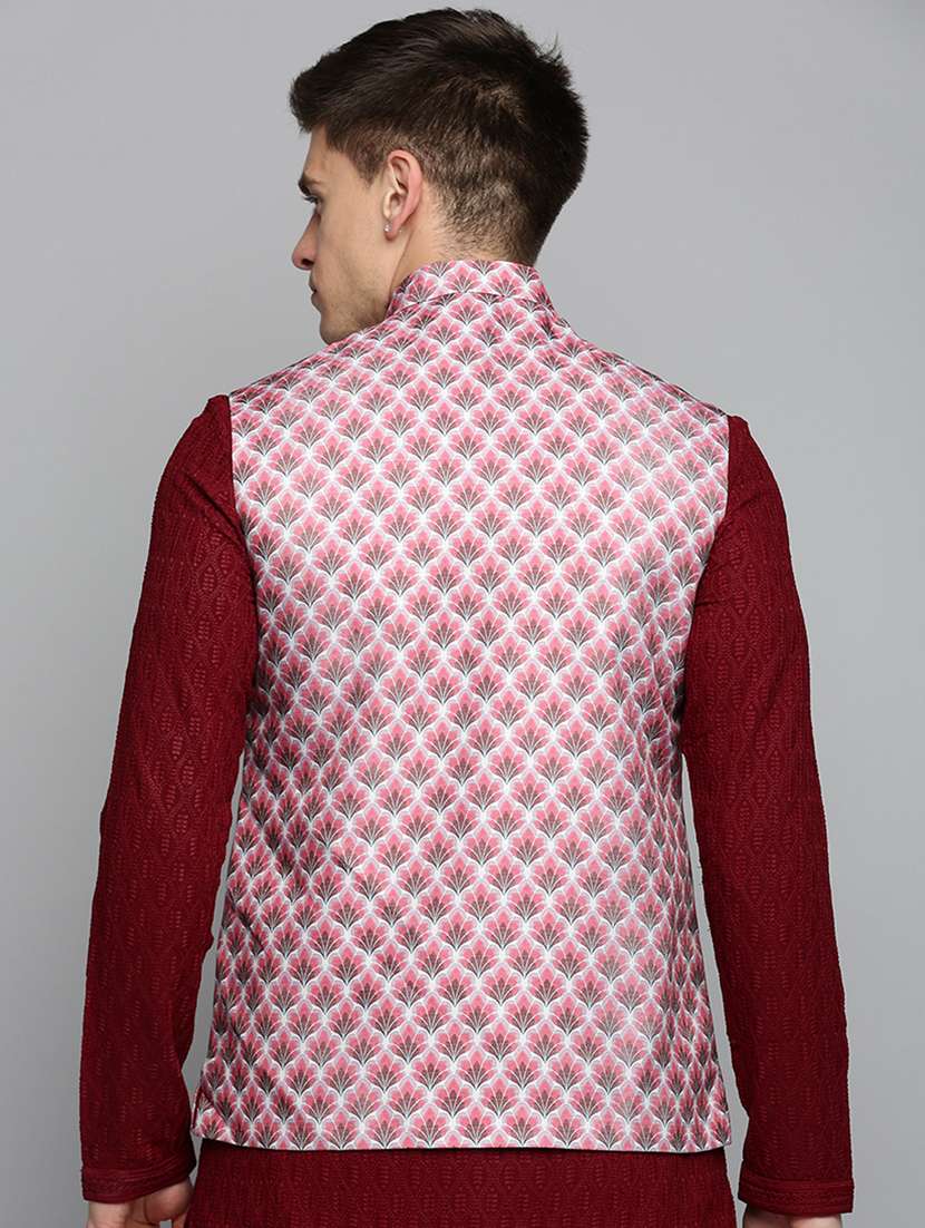 mandarin collar printed nehru jacket - 19409479 -  Standard Image - 2
