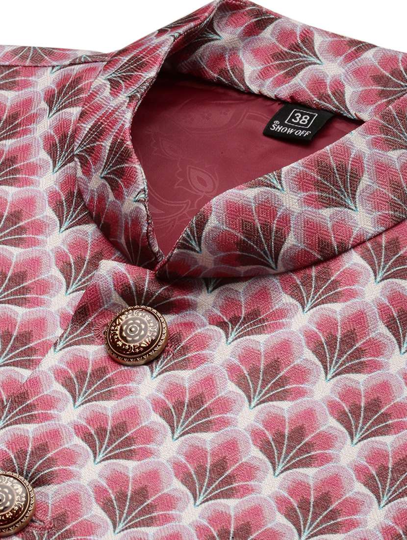 mandarin collar printed nehru jacket - 19409479 -  Standard Image - 7