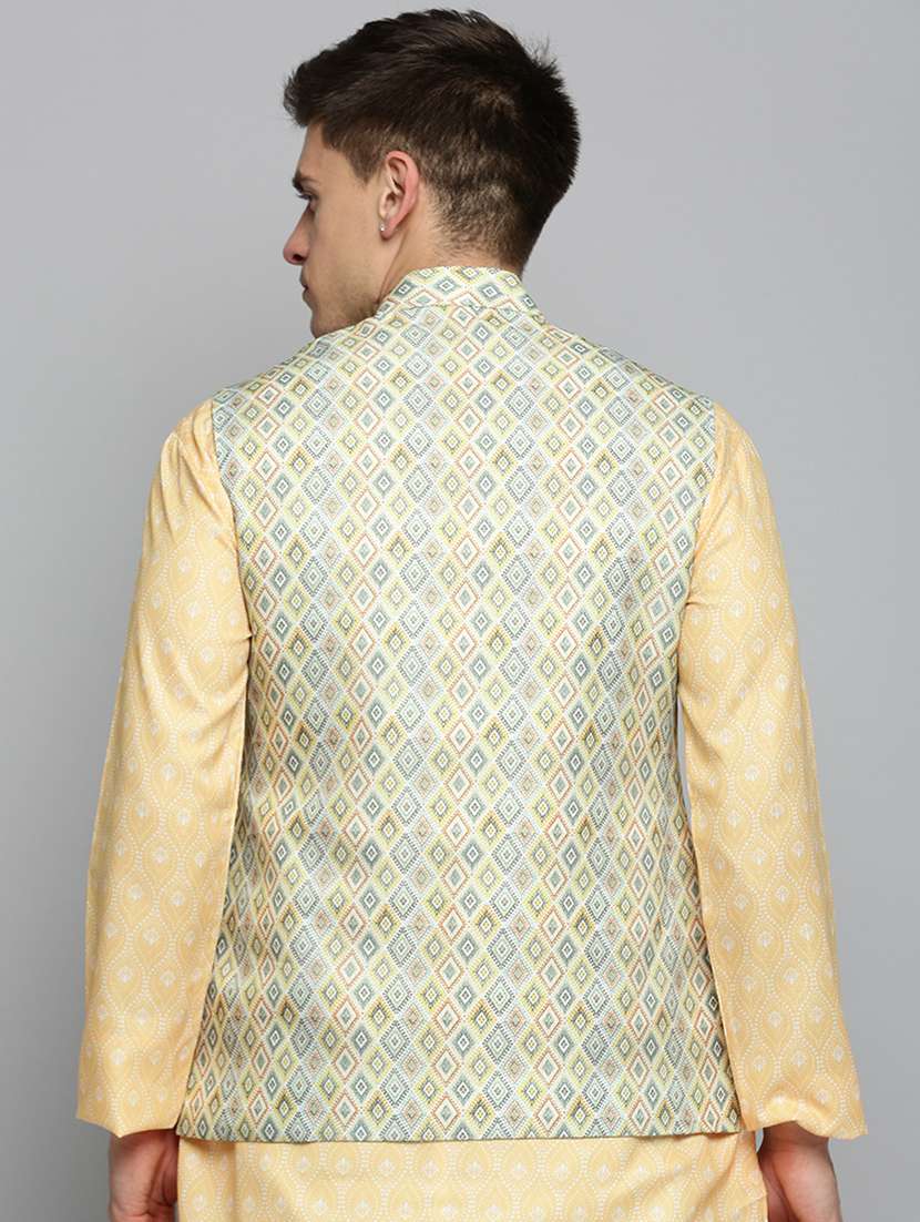 mandarin collar printed nehru jacket - 19409481 -  Standard Image - 2