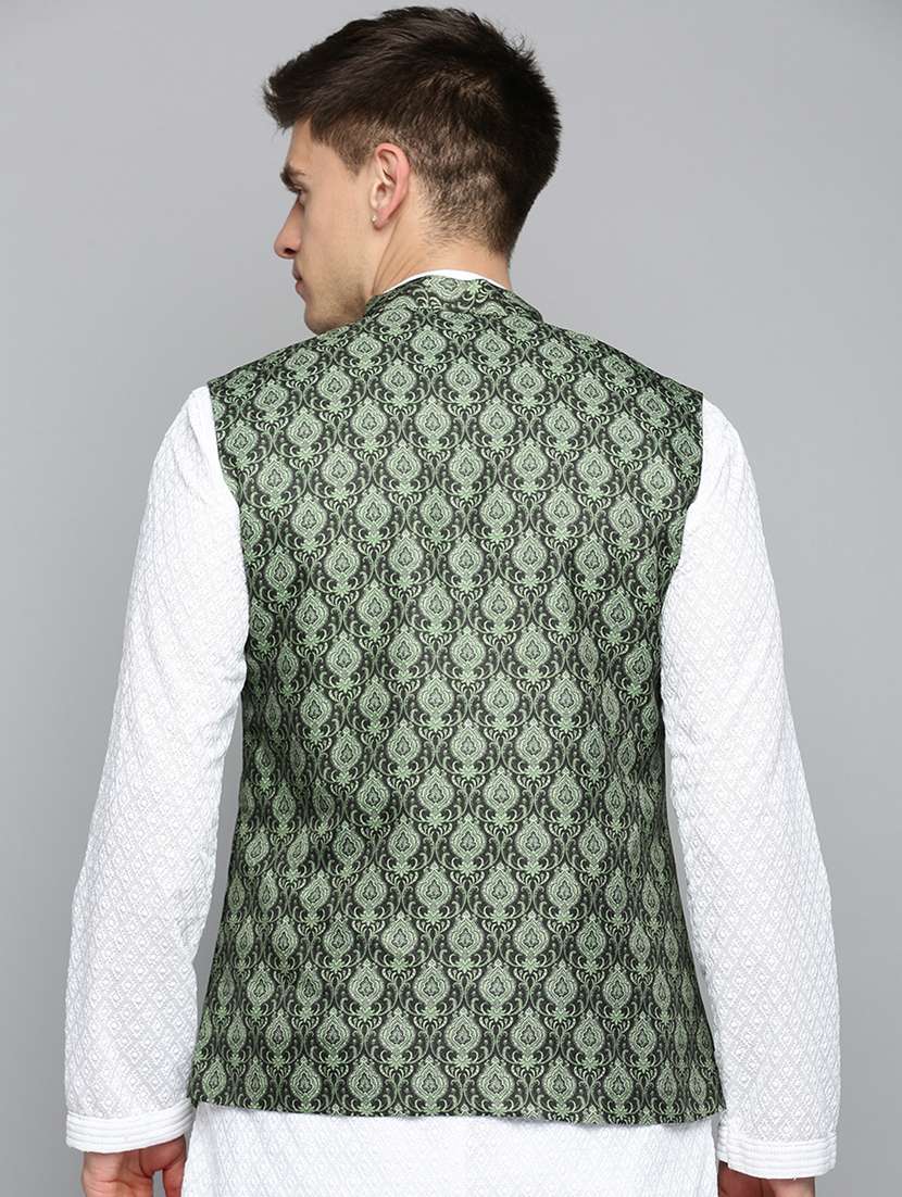 mandarin collar printed nehru jacket - 19409484 -  Standard Image - 2