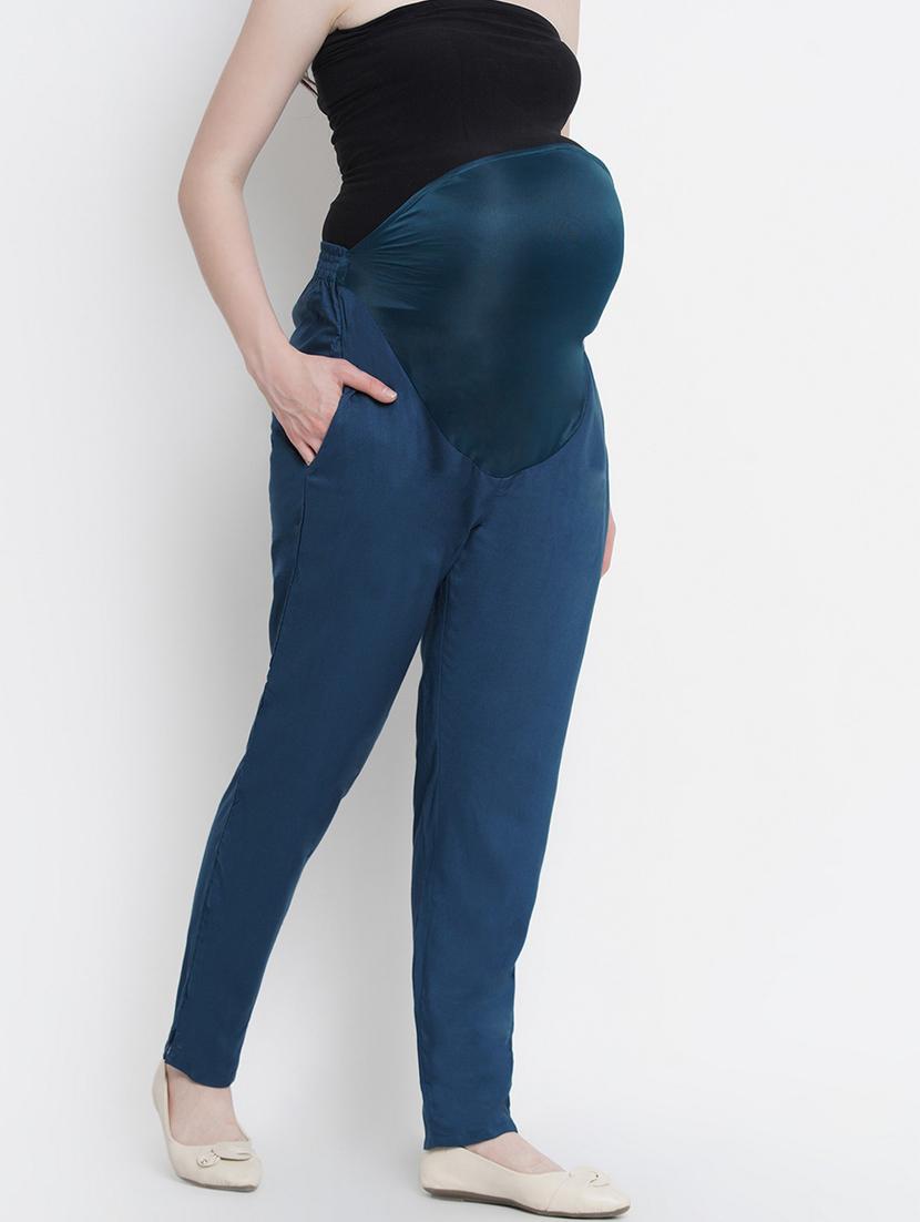 blue rayon maternity trouser - 19409530 - Standard Image - 2