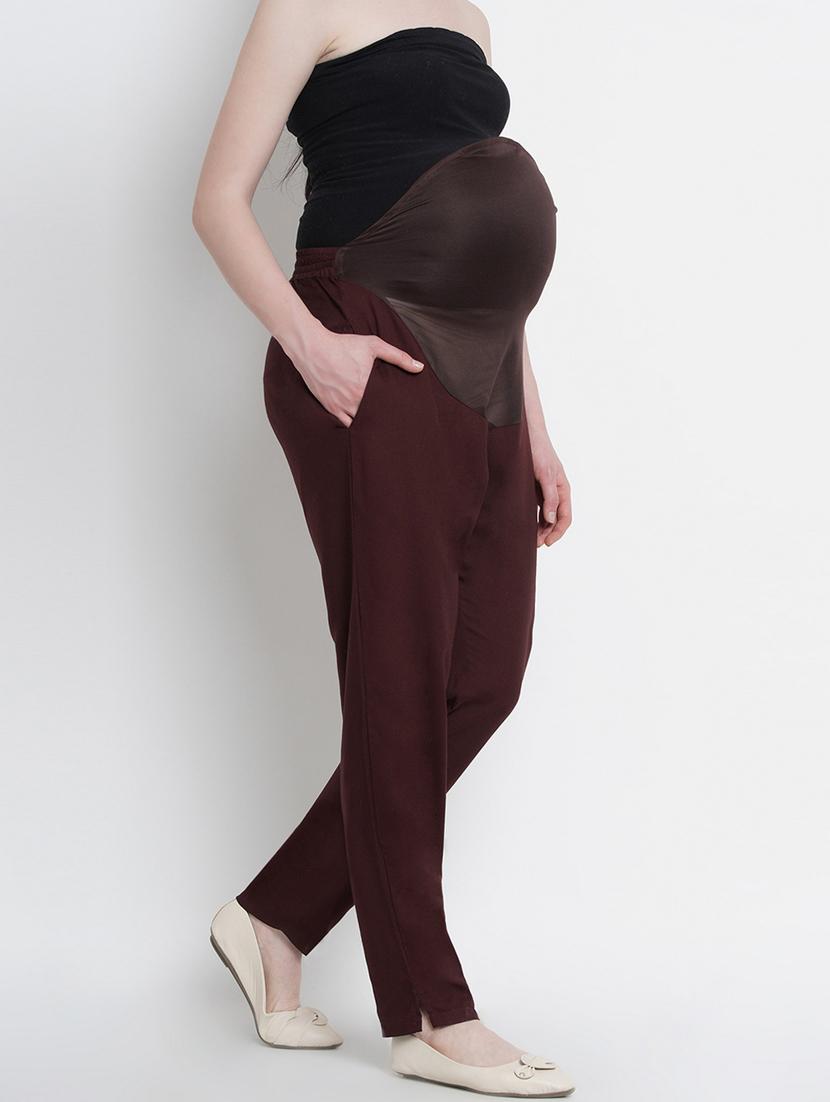 brown rayon maternity trouser - 19409531 - Standard Image - 2