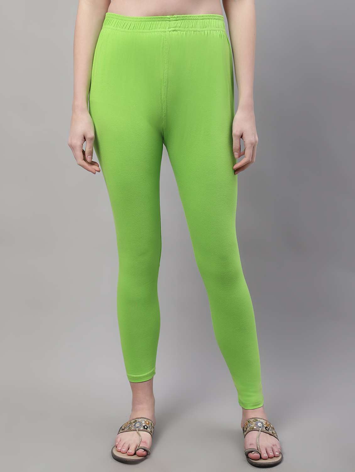 green cotton leggings