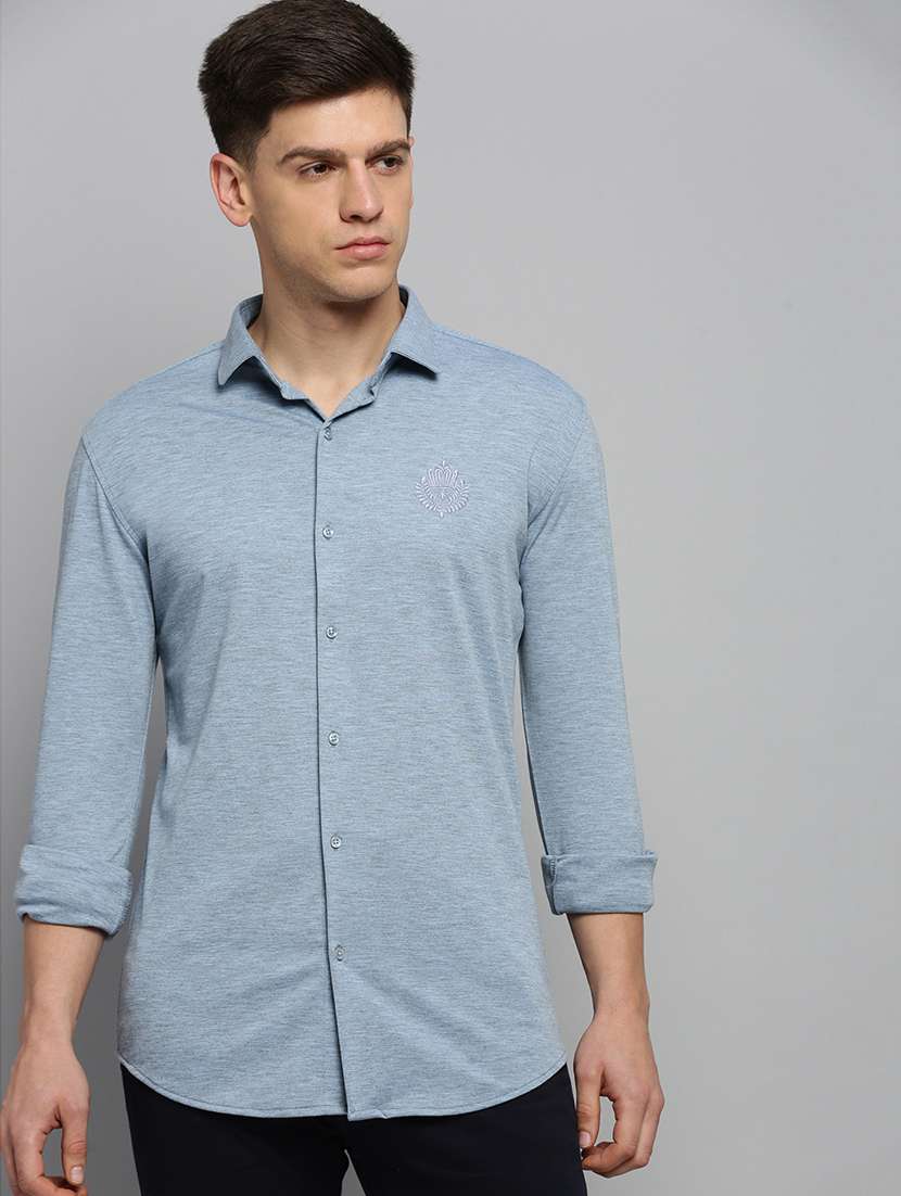 mens self design casual shirt