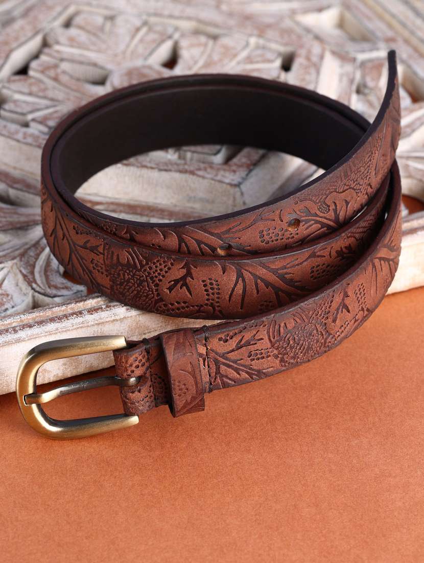 batik pattern embossed belt