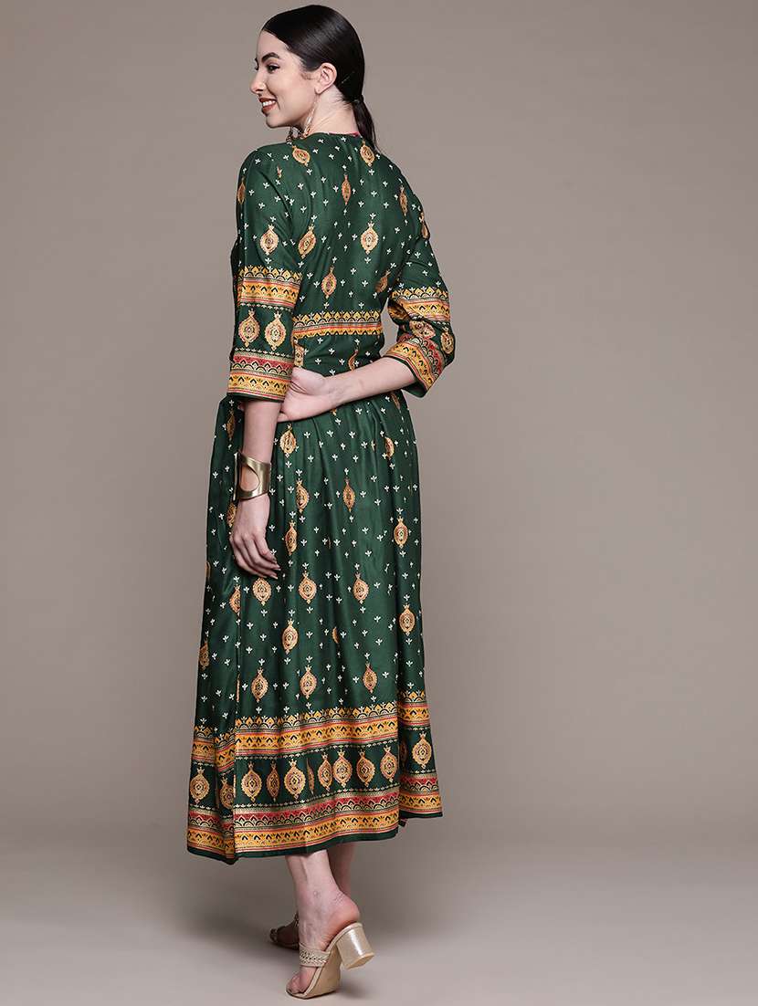 women printed a-line dress - 19412119 - Standard Image - 2