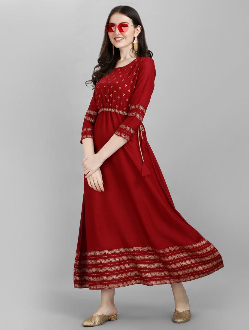 printed viscose anarkali kurta - 19413010 - Standard Image - 2