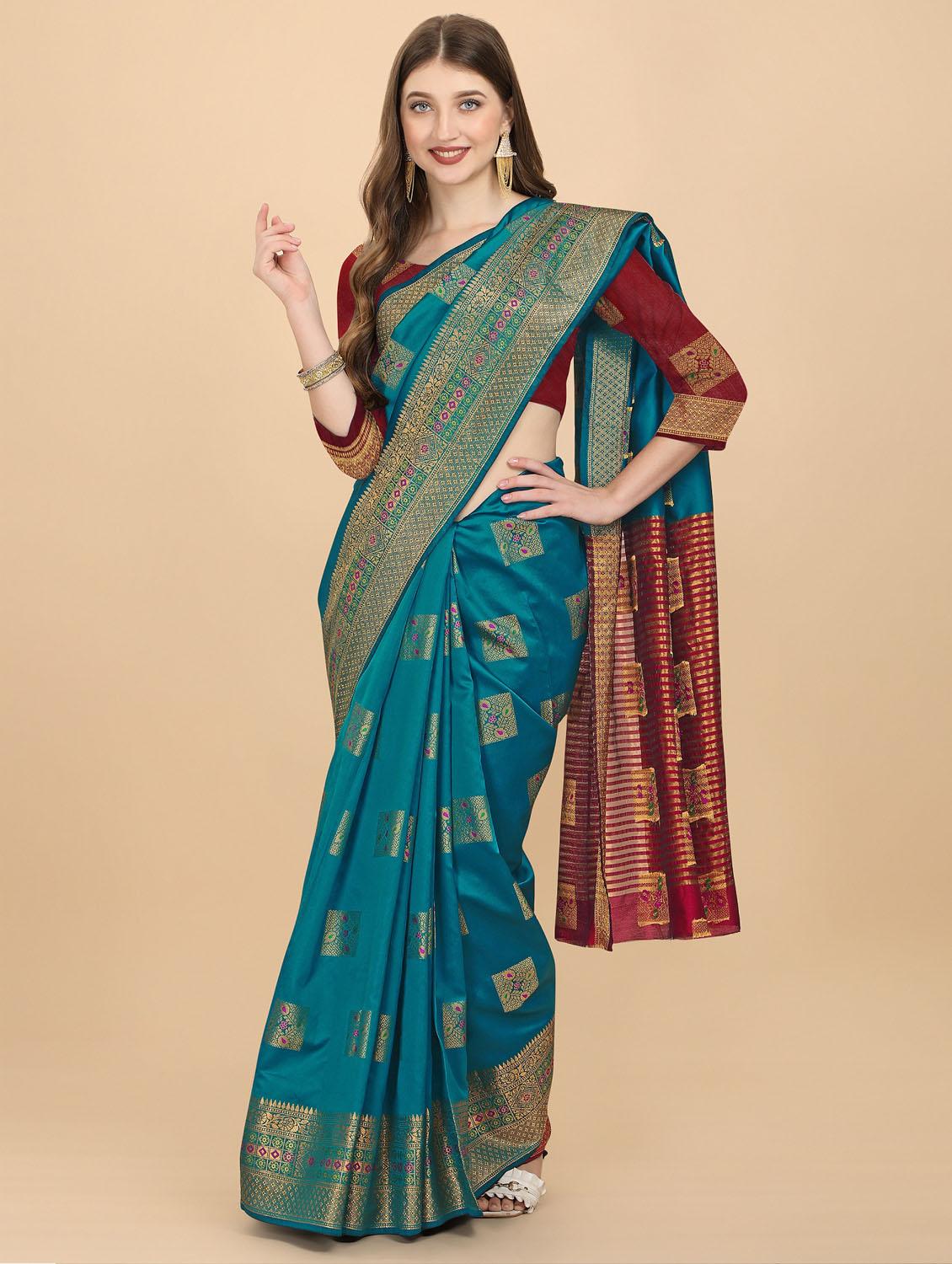 self design banarasi saree with blouse - 19413170 - Standard Image - 2