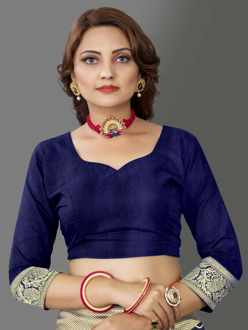 self design banarasi saree with blouse - 19413307 -  Standard Image - 2