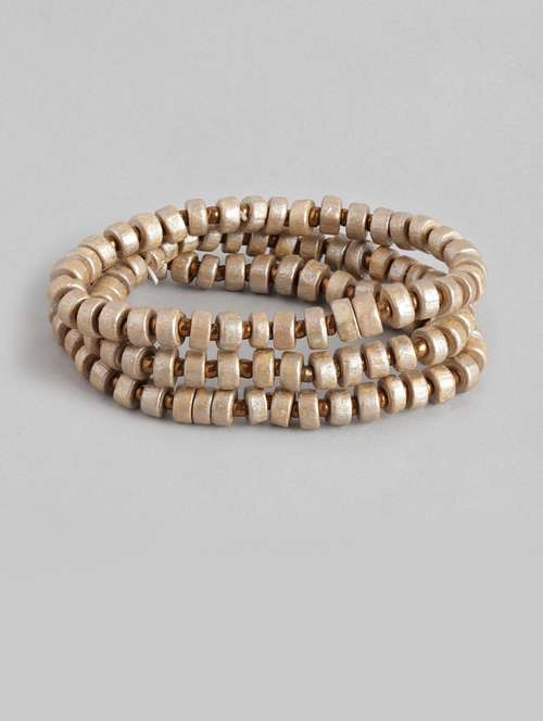 women set of 3 gold-toned elasticated bracelet - 19413429 -  Standard Image - 0