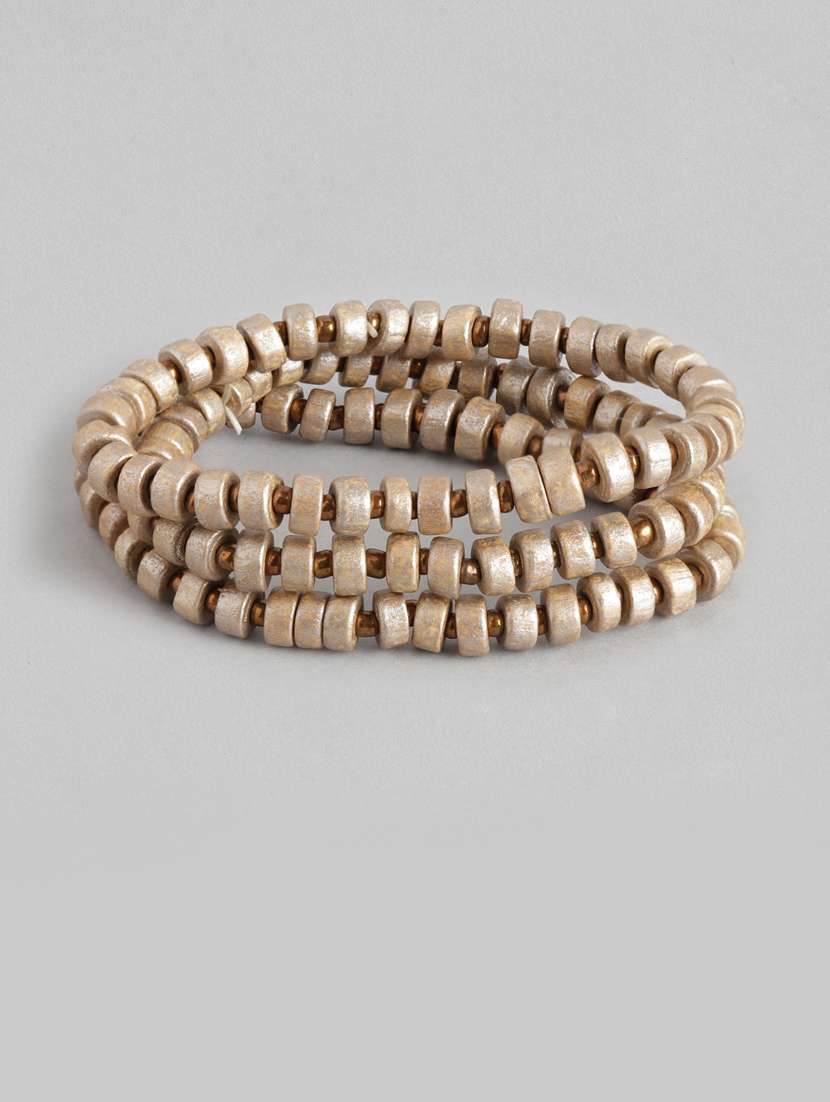 women set of 3 gold-toned elasticated bracelet - 19413429 -  Zoom Image - 0